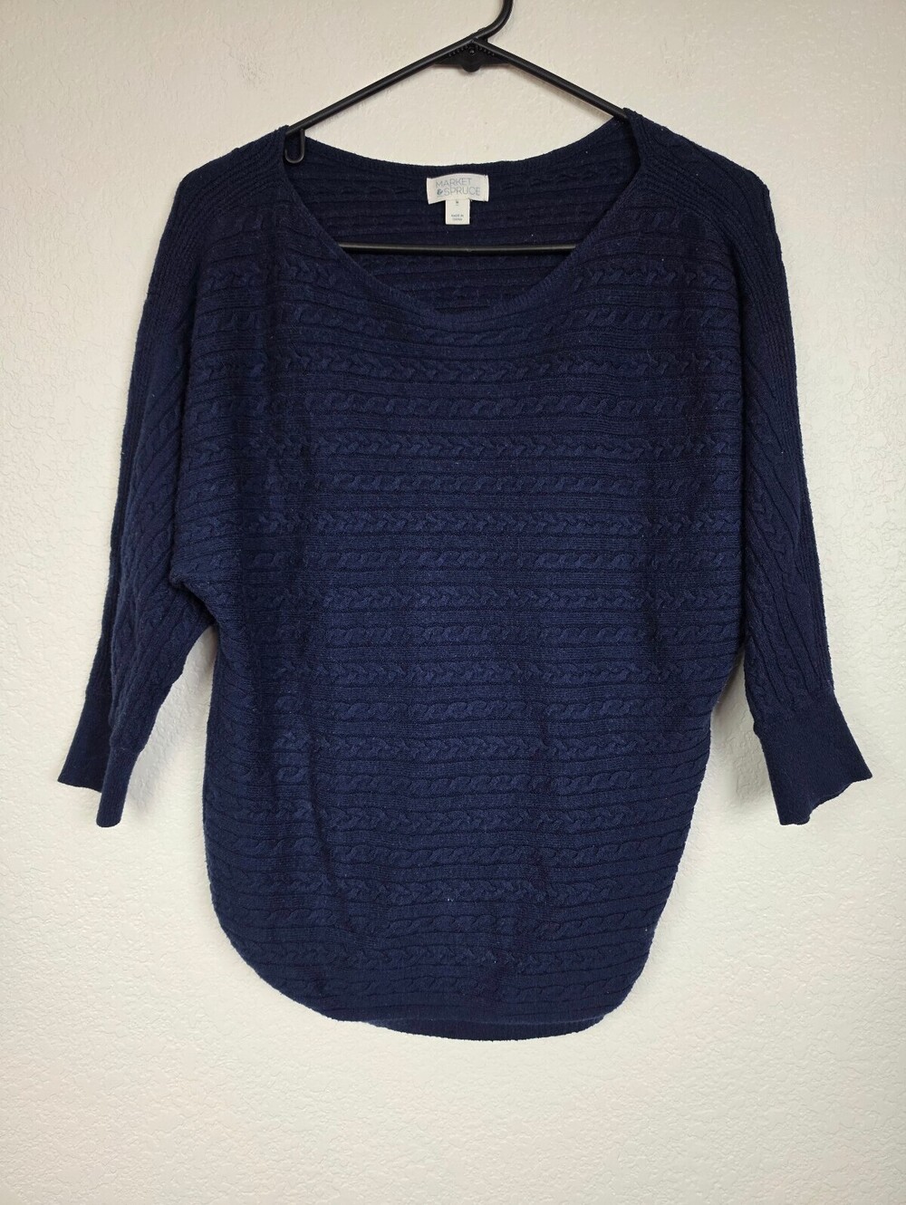 Market & Spruce Navy Blue Textured Knit Sweater Medium